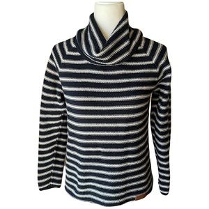 Navy and White Striped Turtleneck Sweater